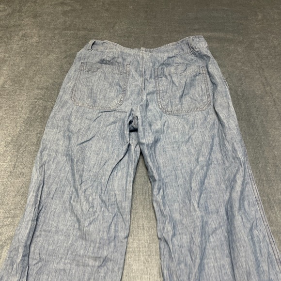 Gap Wide Leg Pants Women 4 Blue Cotton Chambray Mid Rise Relaxed Fit Resort Wear - Picture 16 of 16